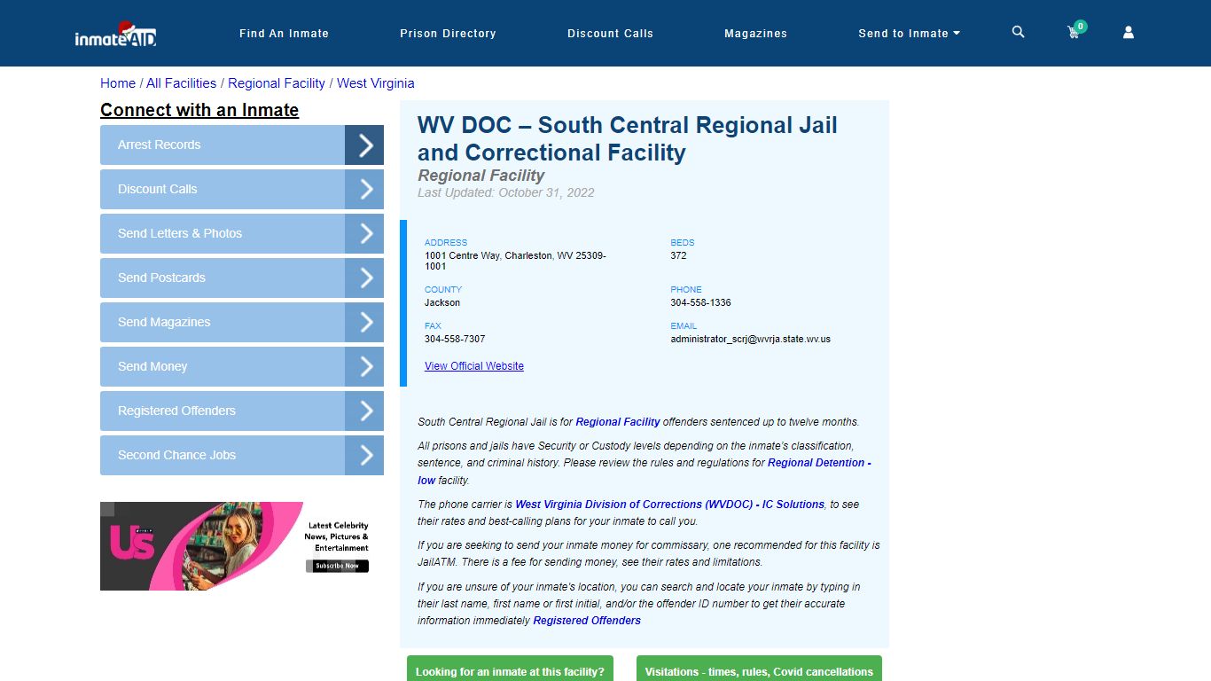 WV DOC – South Central Regional Jail and Correctional Facility - Inmate ...